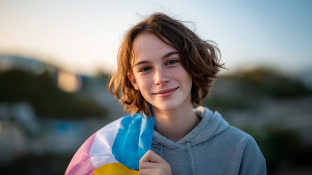 Celebration of Identity Young Person Proudly Displaying Flag Colors photo