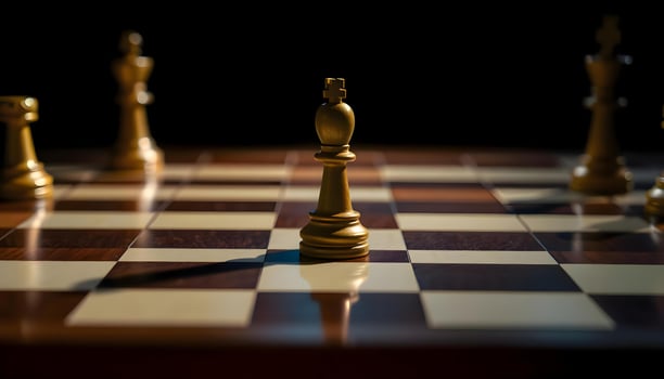 a close up of a chess board with pieces on it photo