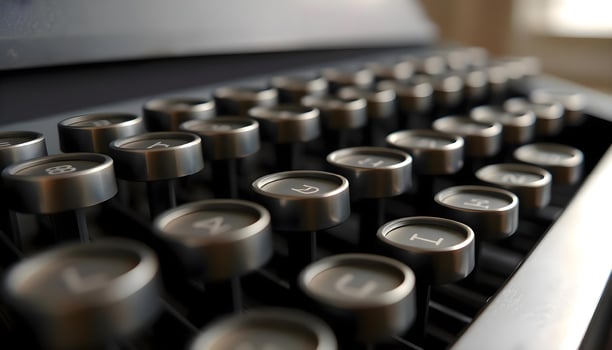 a close up of a black and silver typewriter photo