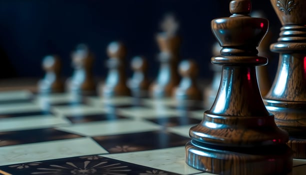 a chess board with pieces on it photo