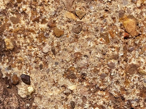 Close-Up of Textured Rock Surface.Coarse fossil-like stone texture with embedded mineral fragments photo