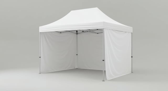 Spacious White Tent with Side Walls for mockup photo