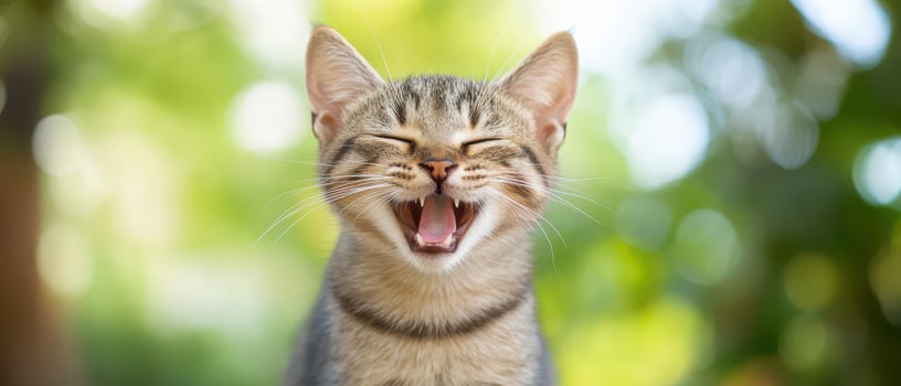 Happy kitten enjoying the sunny outdoors together photo