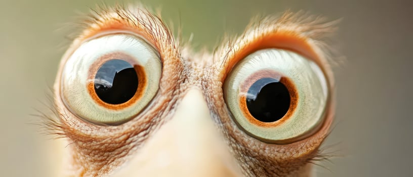 Unusual close up of curious animal with large eyes photo