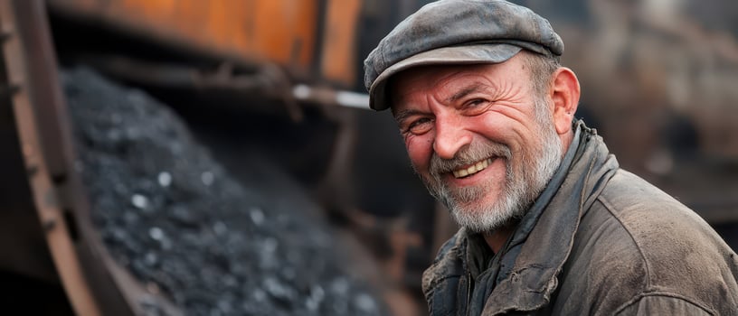 Happy miner at rural coal site photo