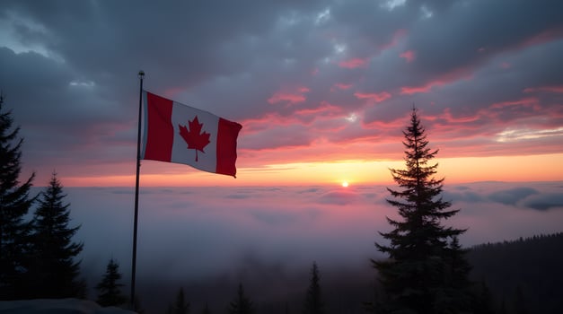 Canada flag in the clouds photo