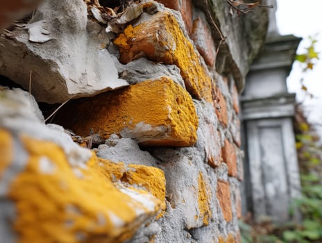 A close up of a wall with yellow paint photo