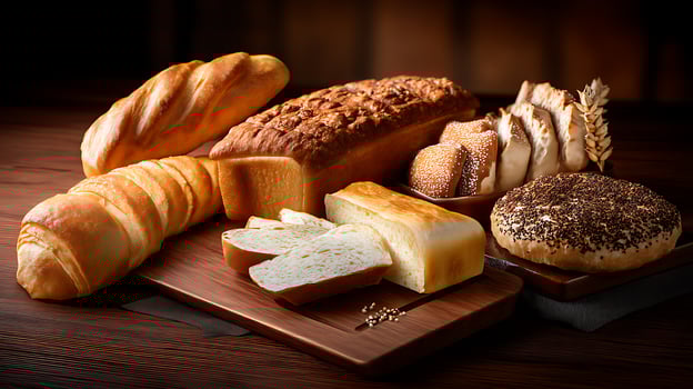 A table with breads and other baked goods photo