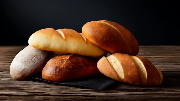 breads on a wooden table photo