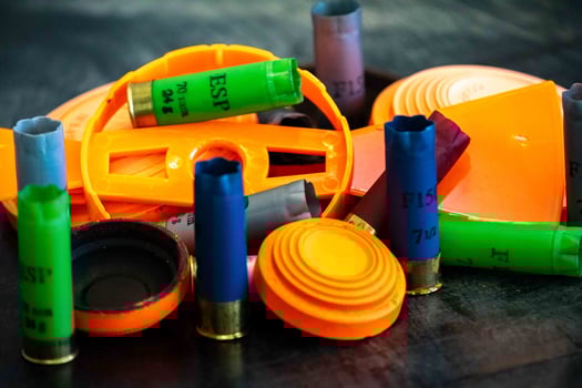 Brazil, May 3, 2025, objects from the Olympic sports skeet shooting with a 12 gauge shotgun sport photo