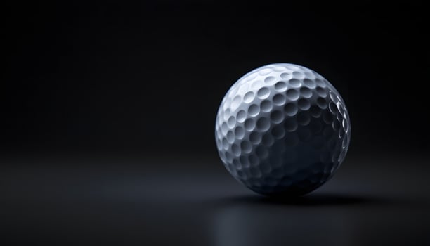 Isolated golf ball on dark reflective surface photo
