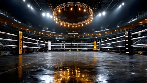 Empty Boxing Ring in Modern Arena Championship Fight Venue Stadium Interior photo