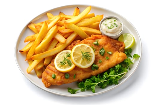 Delicious Fish and Chips Meal on a Plate photo