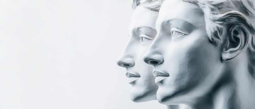 Profile sculptures of two male figures photo