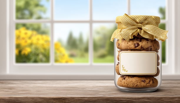 Delightful kitchen scene with chocolate chip cookies home food photography bright atmosphere close-up comfort photo