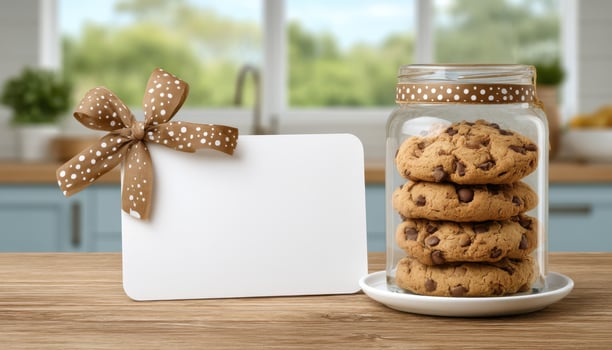 Delicious chocolate chip cookies in a cozy kitchen setting with a jolly atmosphere photo