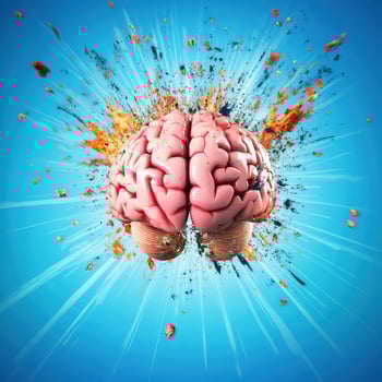 Brain explosion with vibrant colors and details photo