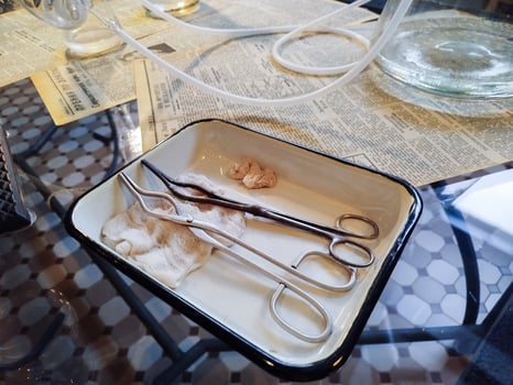 Surgical tools set on a table photo