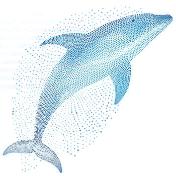 Dolphin illustration with blue dots and splashes photo