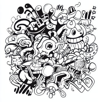 Colorful doodle with playful shapes photo
