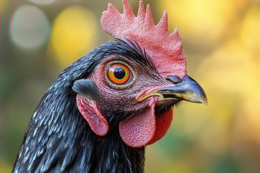 Close up of a proud rooster during golden hour photo