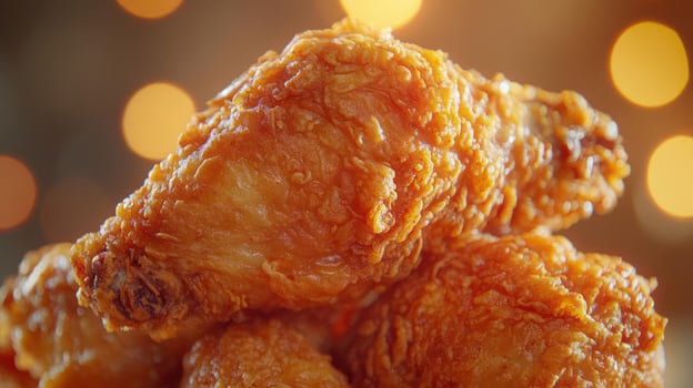 Crispy fried chicken, golden brown and delicious. photo