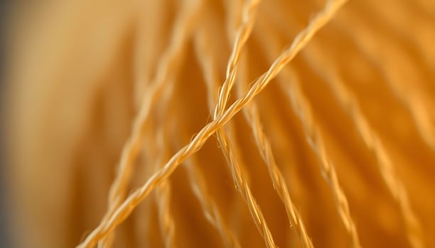 close up view of a yellow thread photo