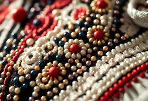 close up of a piece of cloth with beads photo