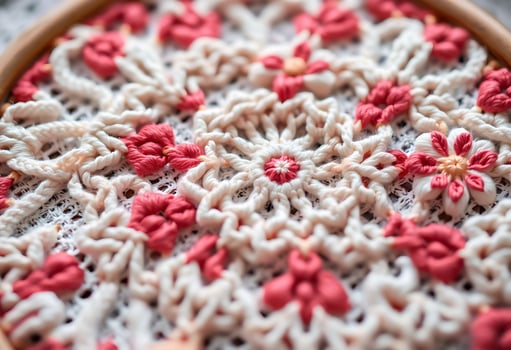 close up of a crocheted doily photo