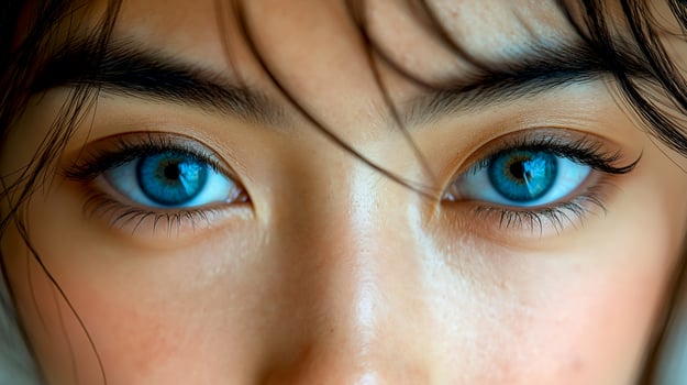 Close Up of woman's blue Eyes With Natural Makeup photo
