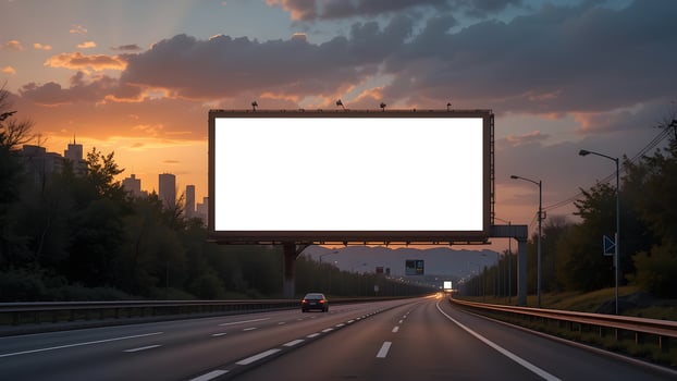highway billboard at sunset photo