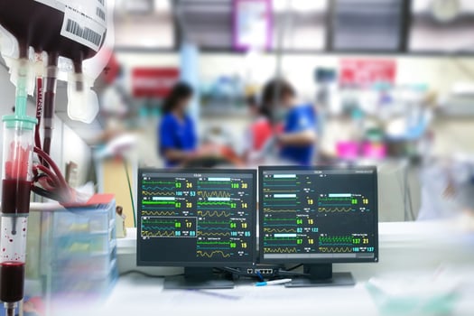 Emergency room concept critically ill patients in hospitals photo