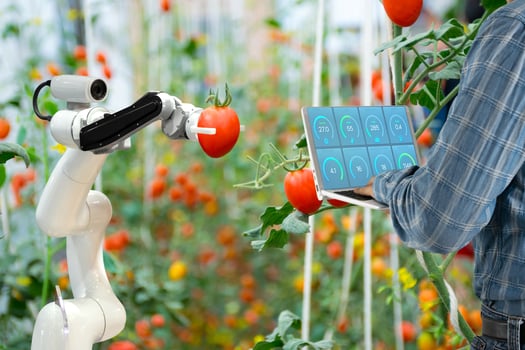 Agricultural industry with artificial the intelligence robots concept photo