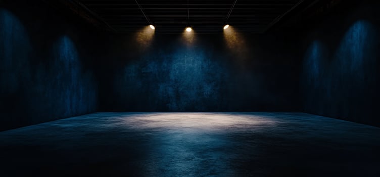 Dark, Industrial Studio Space with Spotlight photo