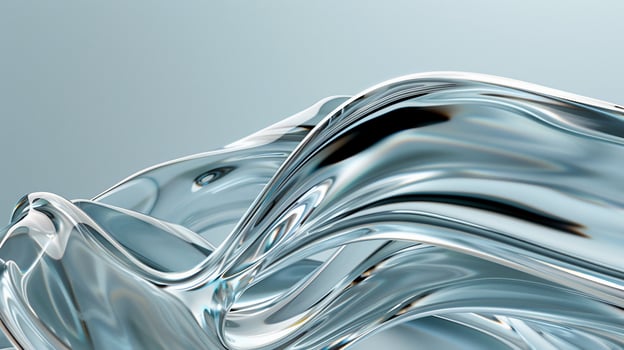 Abstract liquid forms in light blue, flowing and rippling. Liquid, glass, waves, smooth, elegant photo