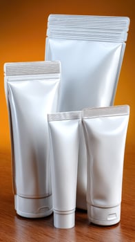 White plastic packaging on a wooden surface photo