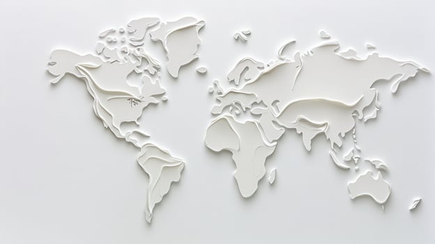 White paint white a world map on a forming background, representing global challenges and environmental awareness photo