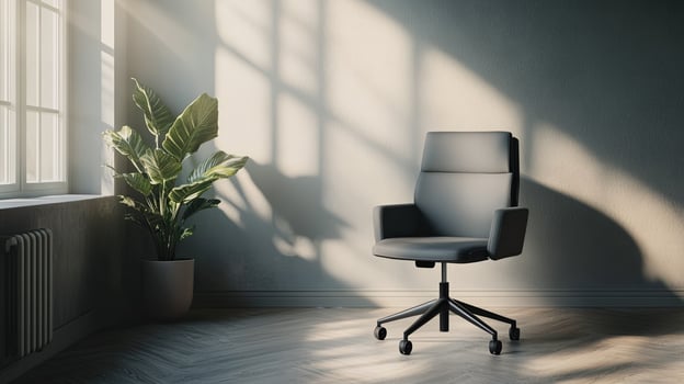 Empty Office Chair with Plant in Room - Job Opportunity Concept photo