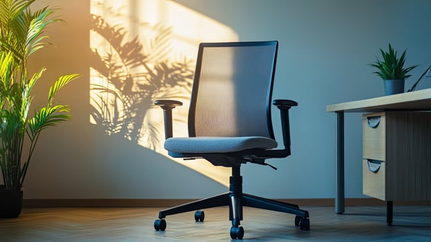 Empty Office Chair with Plant in Background - Job Opportunity Concept photo