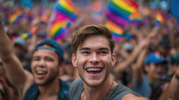 Celebration of pride city streets vibrant atmosphere joyful scene photo