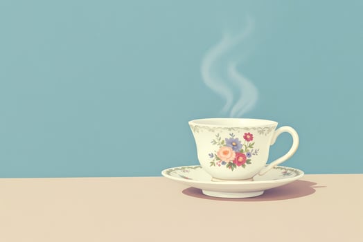 cottagecore teacup with floral pattern image photo