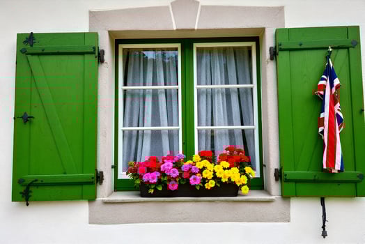 cottagecore window with flower box photo