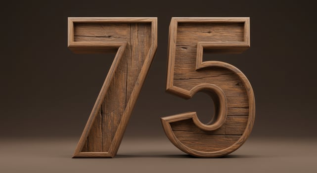 Rustic Wooden Number Seventy-Five A 3D Rendered Image photo