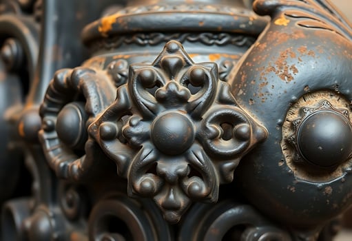 close up of an ornate metal object photo