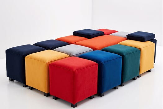 A colorful ottoman with four different colors photo