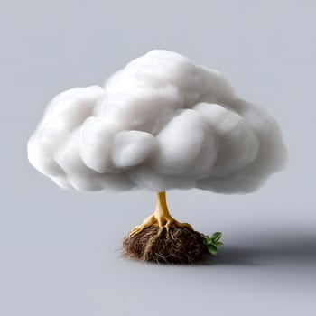 Surreal Cloud Tree Abstract Nature Fantasy Plant Golden Roots Whimsical Cloud Formation photo