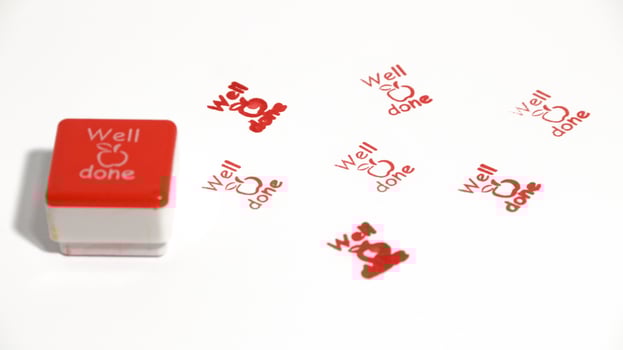 Children's praise stamp illustration, Red Child Friendly Rubber Stamp Seal . photo
