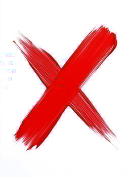 Red X is painted on a white background photo