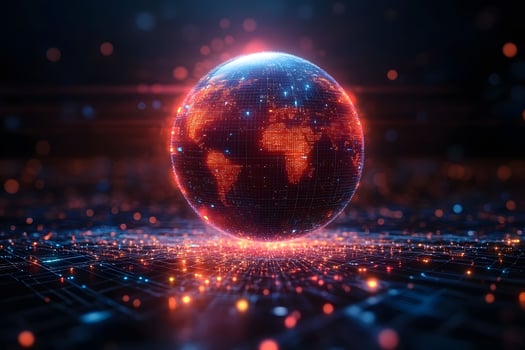 Digital Earth Sphere Futuristic Global Connectivity and Technology Concept for Design photo