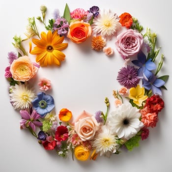 A wreath of flowers arranged in a circle photo